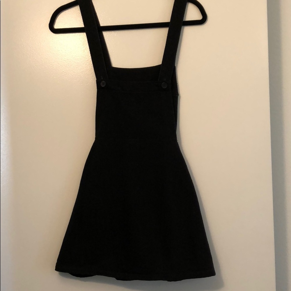 Zara Black denim button strap dress